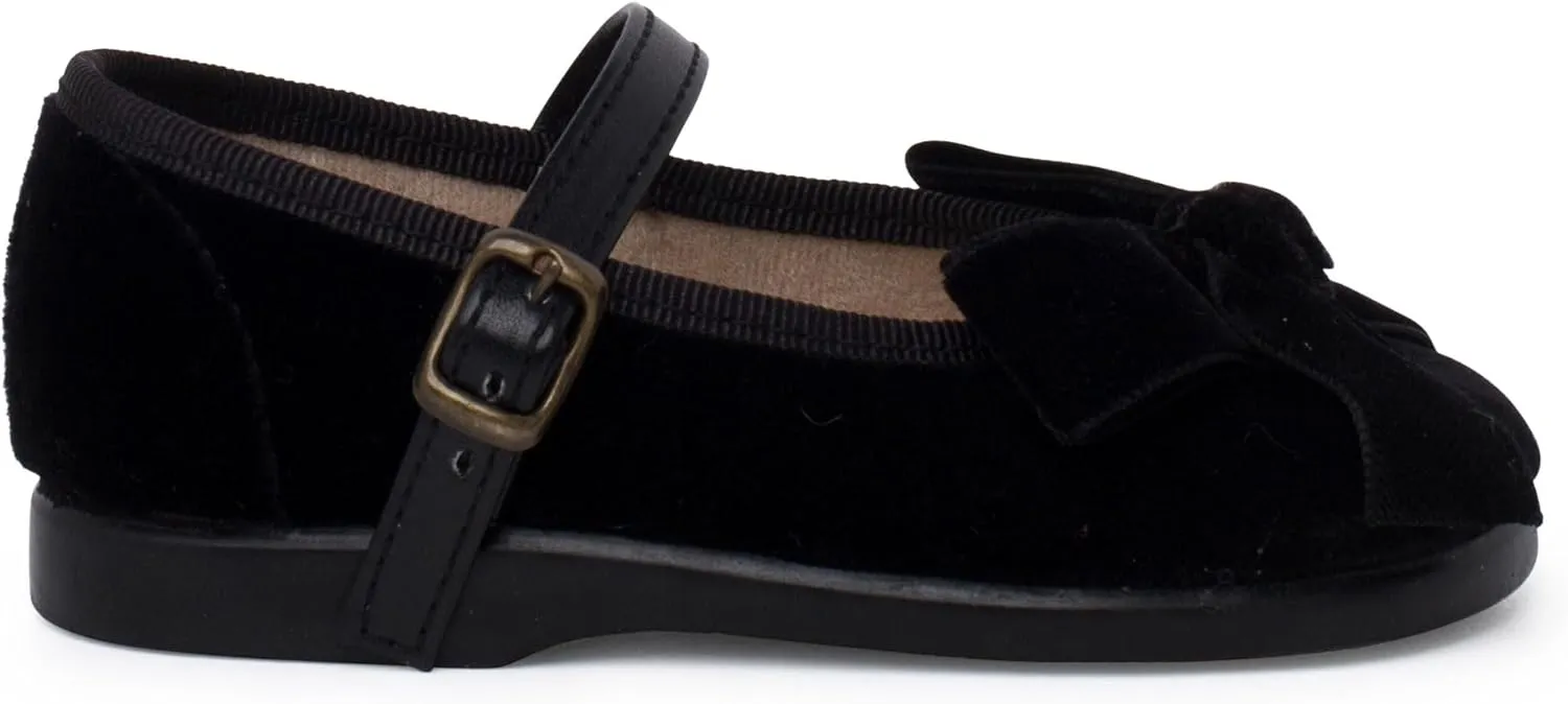 Mary Janes Leather-Type Strap Velvet Bow