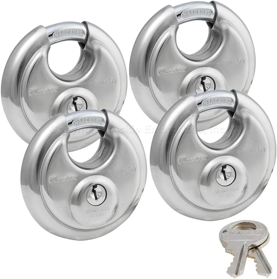 Master Lock - (4) Keyed Alike Stainless Steel Trailer and Multi Purpose Padlocks 40KA-4