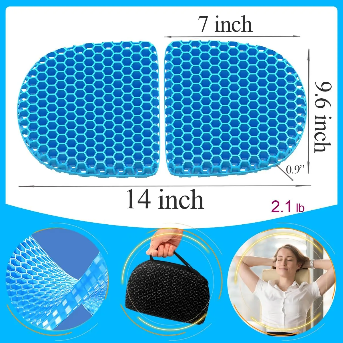 masteymoh Small Foldable Seat Cushion 0.9-Inch Thick, 14 x 9.6 Inches Portable Cooling Gel Seat Cushion for Pressure Relief, Light Seat Cushion for Travel seat Cushion, Foldable for Easier Storage