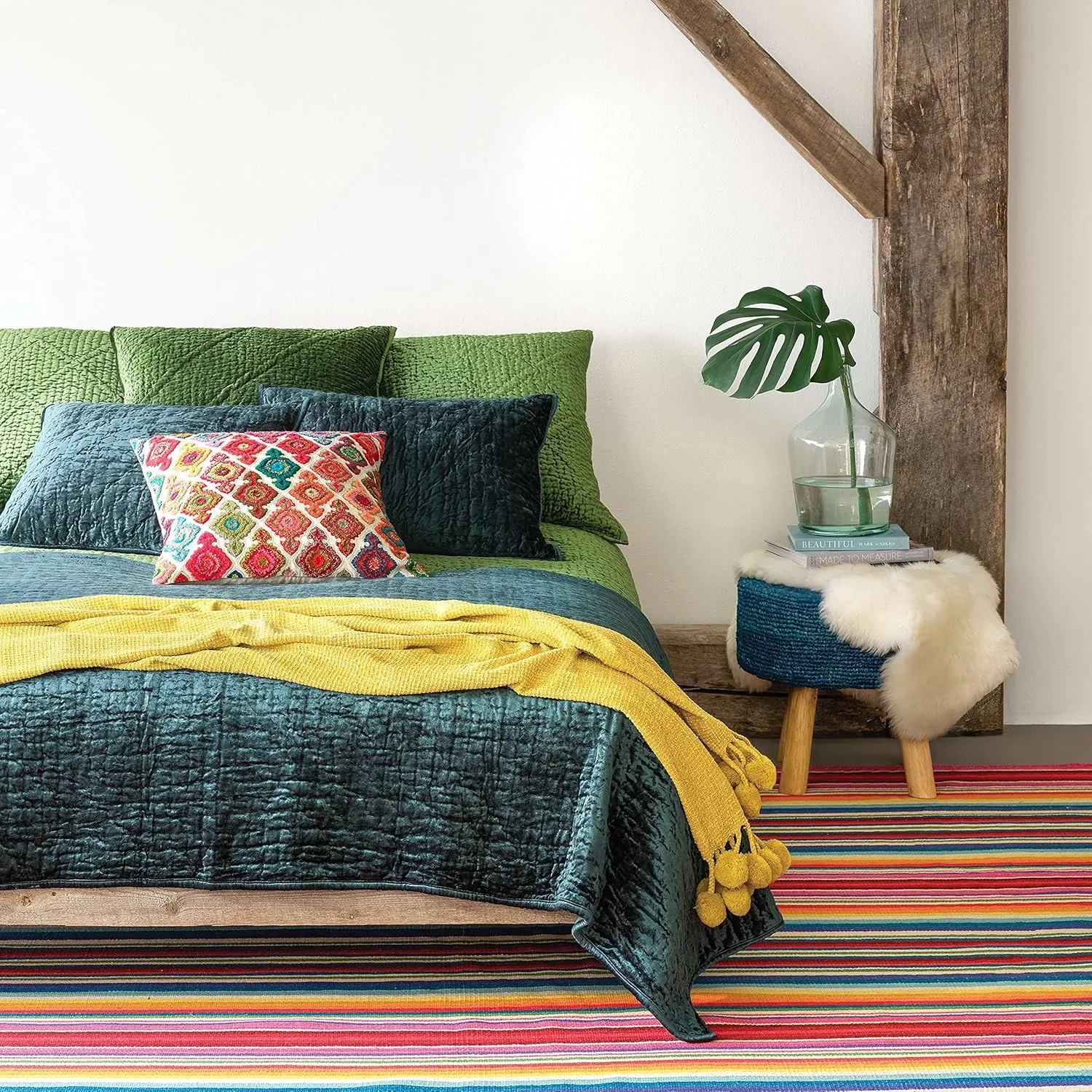 Matte Velvet Juniper Quilt, Full/Queen Size, Green Solid Pattern