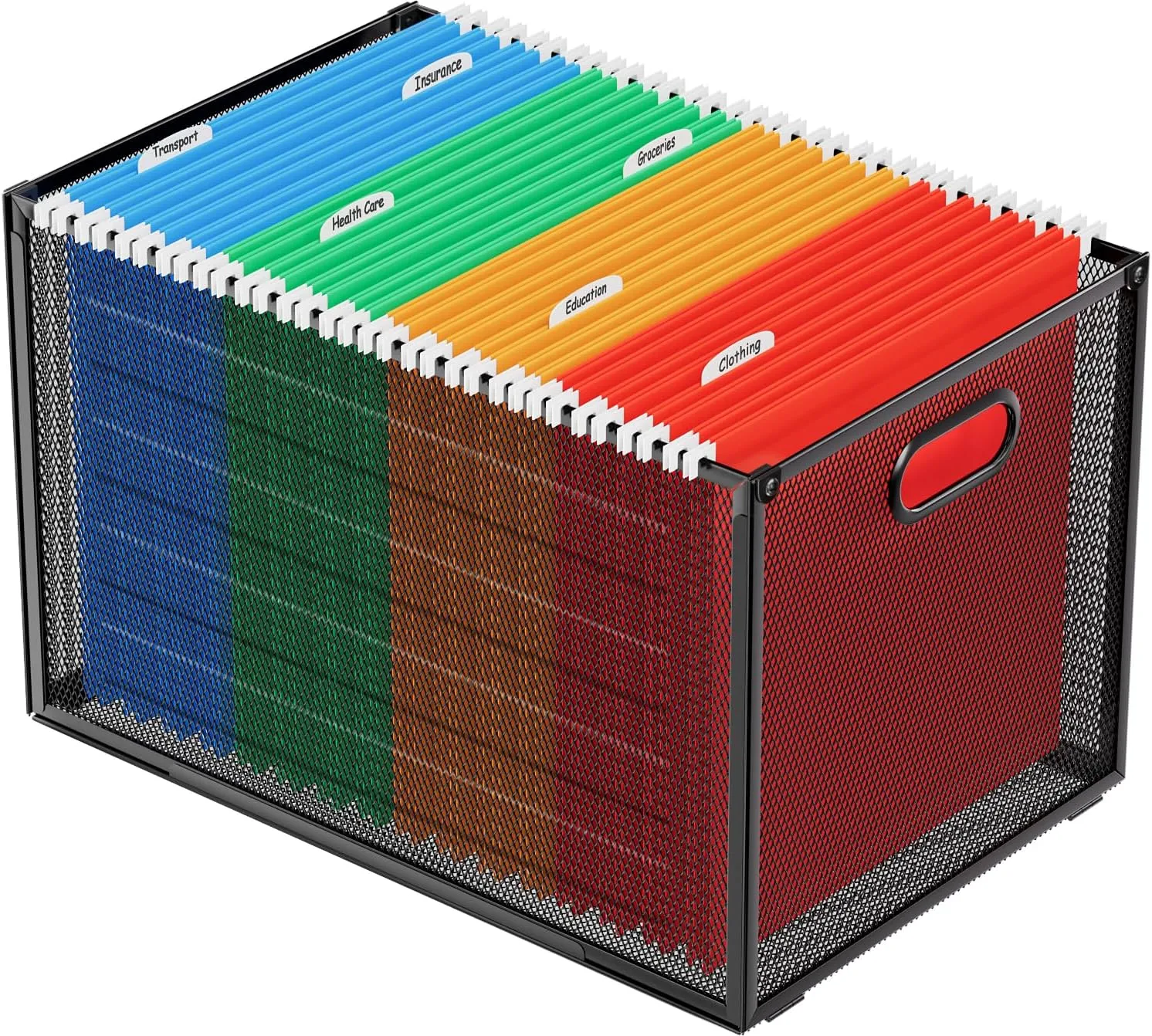 MaxGear Mesh Hanging File Organizer Box, Metal Storage Crate for Letter/Legal Size Files, with Handles for Office, Pantry, Clothes, and Bath