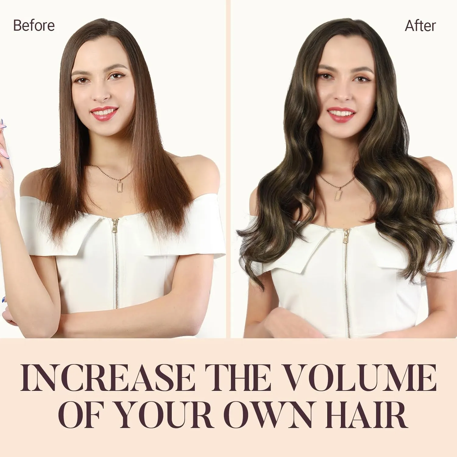 MAXITA Clip in Hair Extensions Real Human Hair, 120g 7pcs Balayage Dark Brown Mixed Chestnut Brown 18 Inch, Human Hair Extensions Straight Hair Extensions Clip in Human Hair