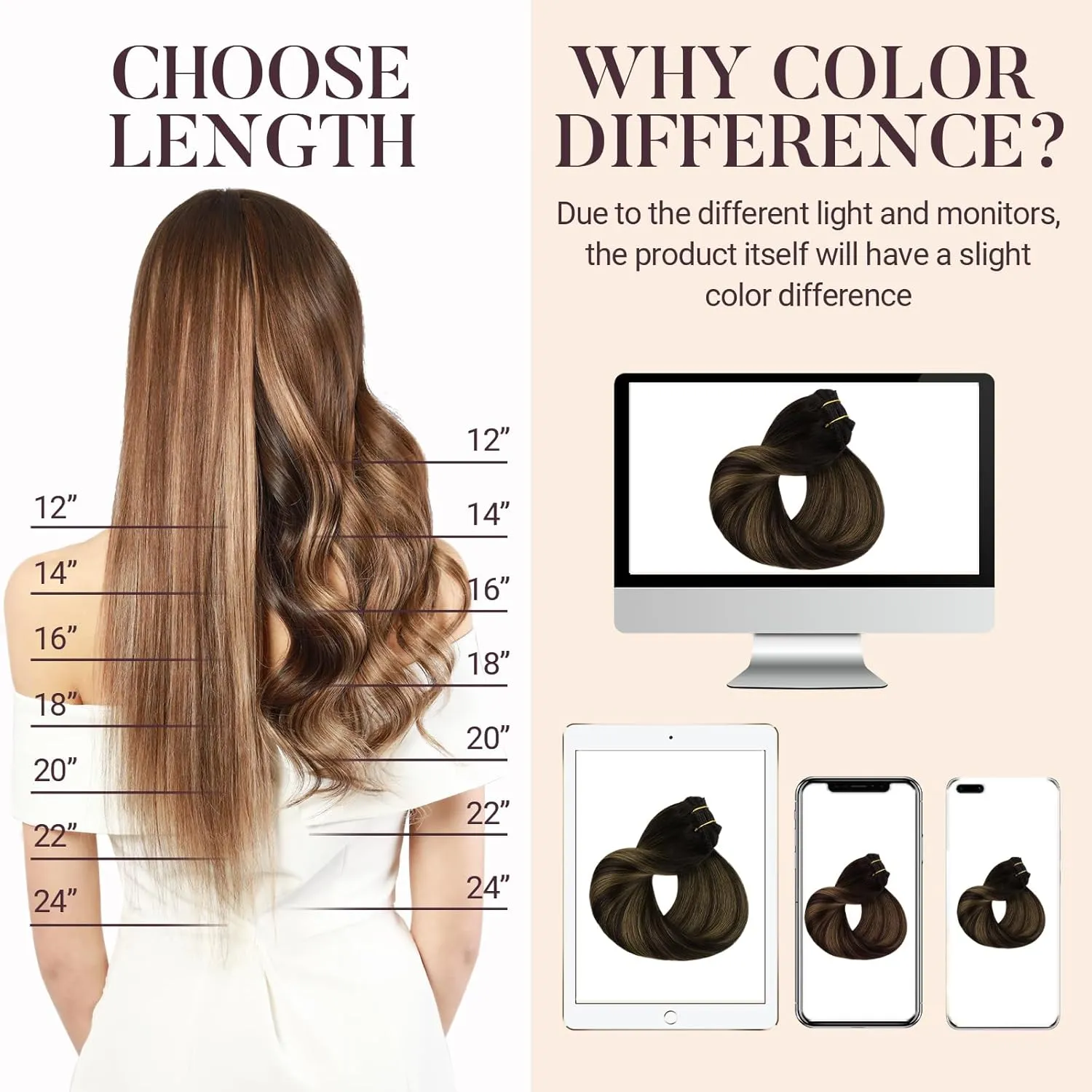 MAXITA Clip in Hair Extensions Real Human Hair, 120g 7pcs Balayage Dark Brown Mixed Chestnut Brown 18 Inch, Human Hair Extensions Straight Hair Extensions Clip in Human Hair