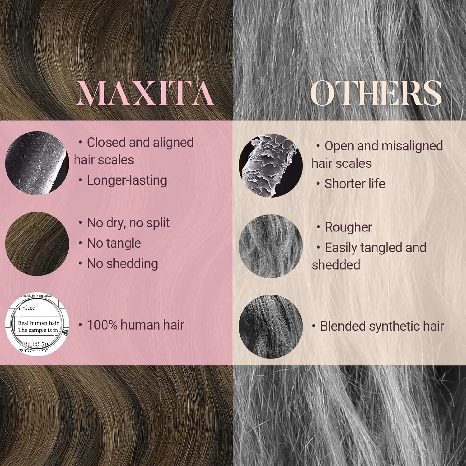 MAXITA Clip in Hair Extensions Real Human Hair, 120g 7pcs Balayage Dark Brown Mixed Chestnut Brown 18 Inch, Human Hair Extensions Straight Hair Extensions Clip in Human Hair