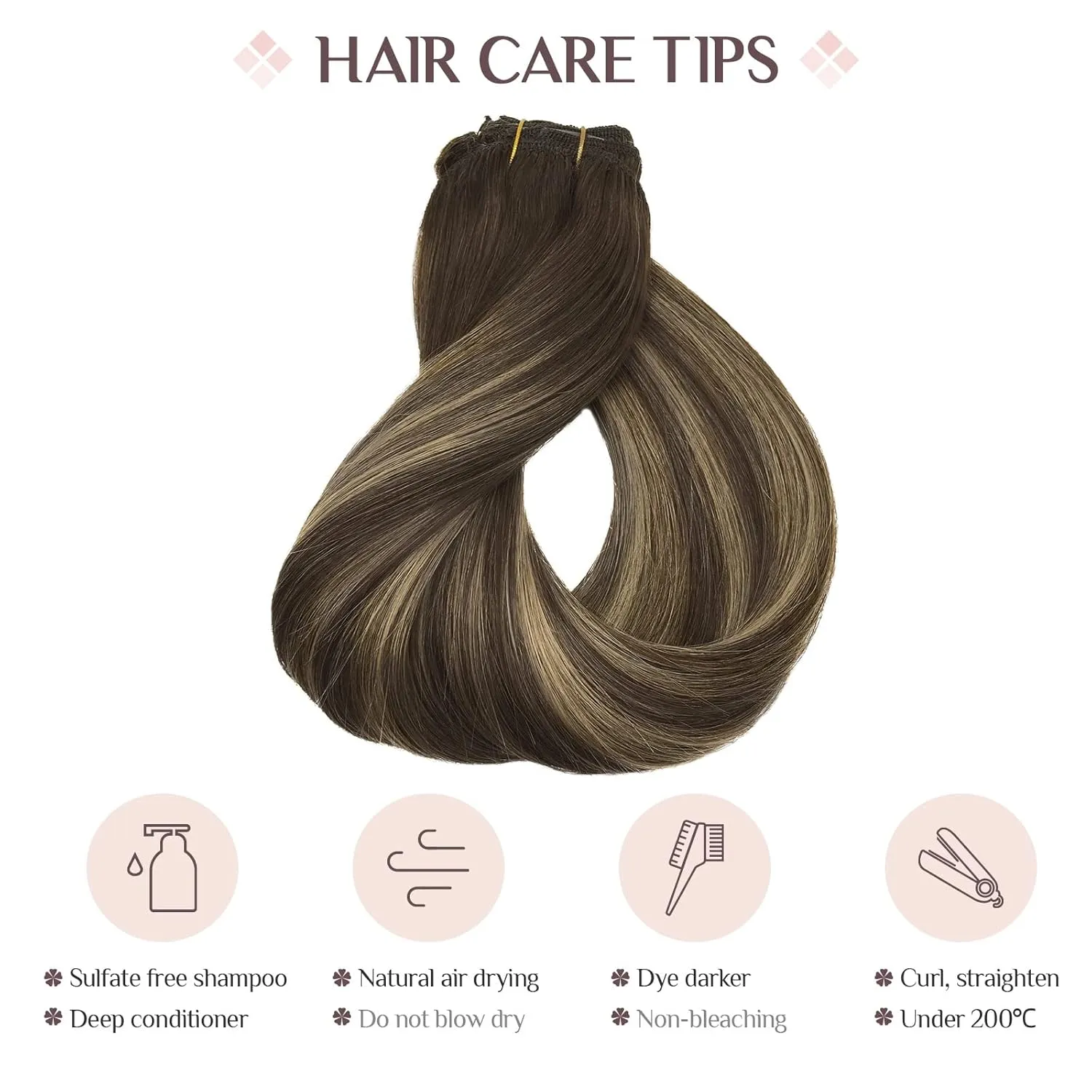 MAXITA Human Hair Extensions Clip in, 7pcs 12 Inch Balayage Chocolate Brown to Honey Blonde 80g, Real Human Hair Extensions Clip in Straight Natural Hair Extensions for Woman