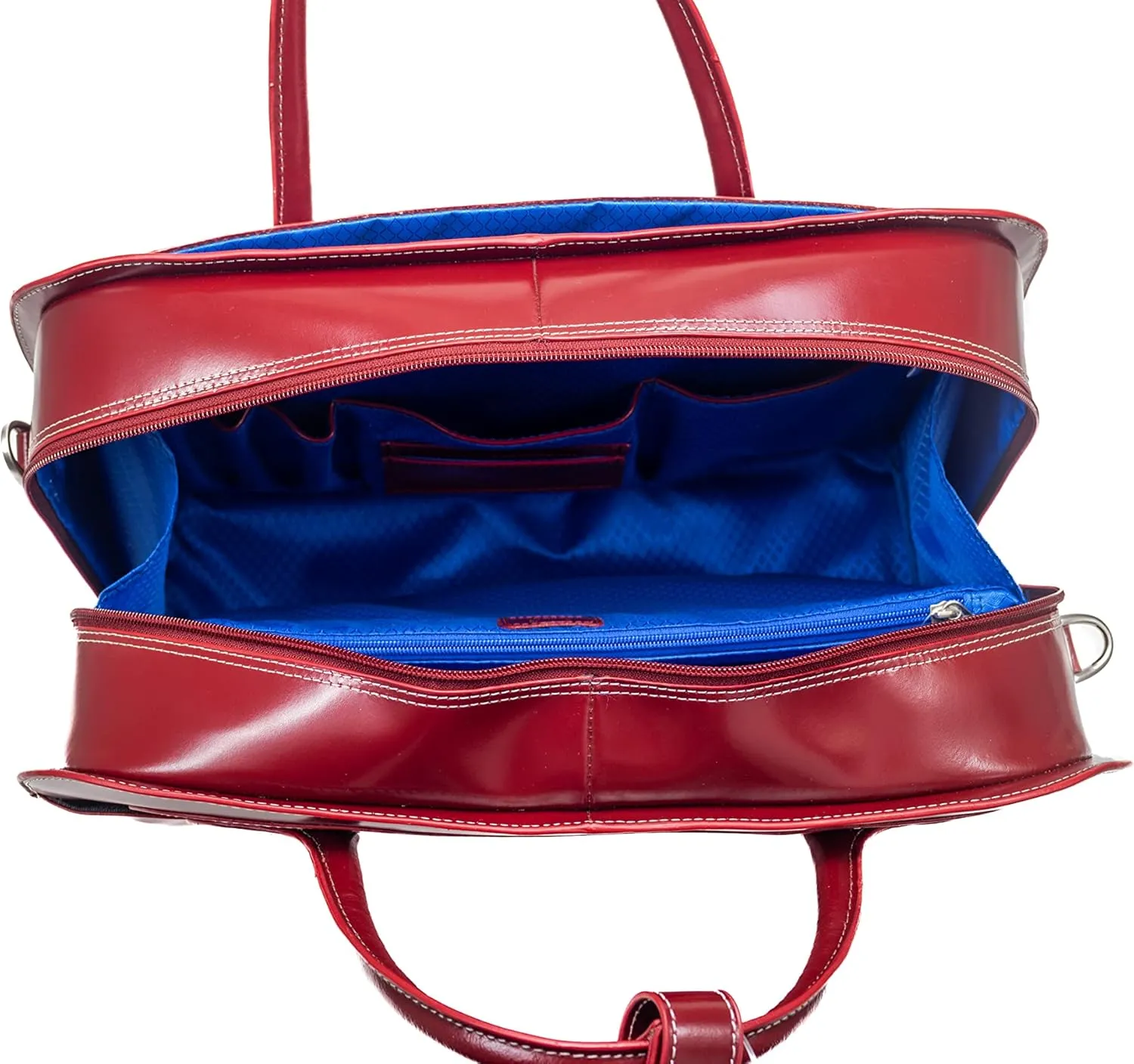 McKlein 17" Leather Patented Detachable -Wheeled Ladies' Laptop Briefcase- WILLOWBROOK- Red