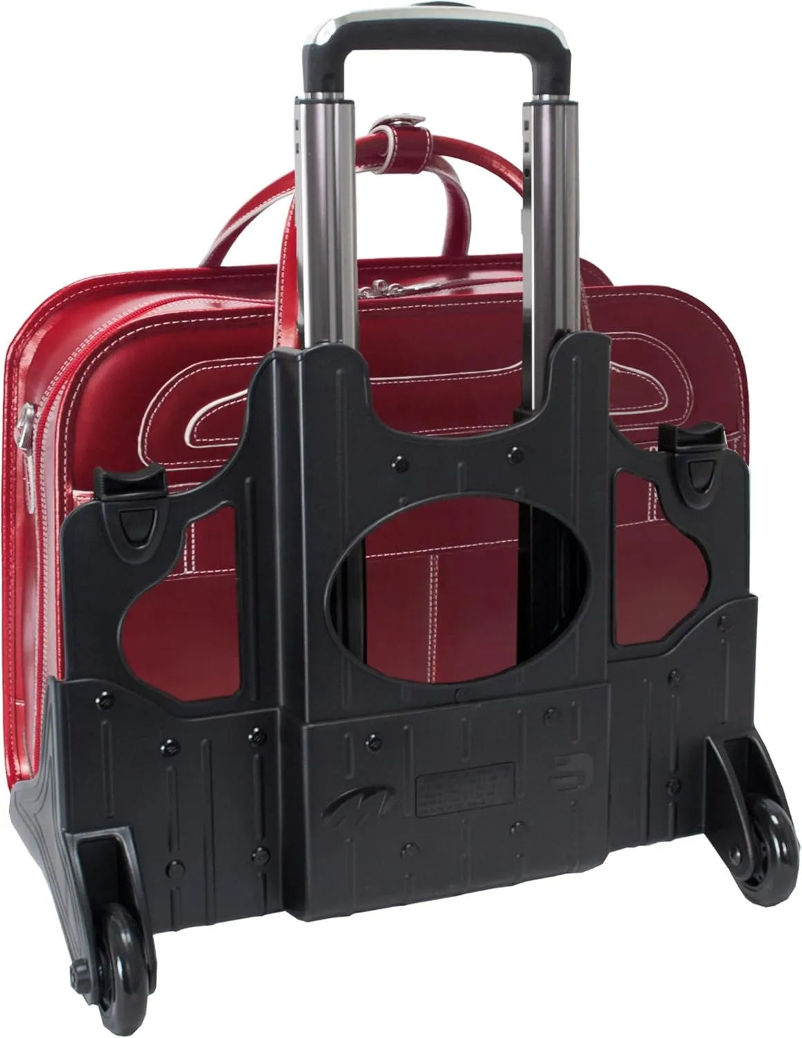 McKlein 17" Leather Patented Detachable -Wheeled Ladies' Laptop Briefcase- WILLOWBROOK- Red