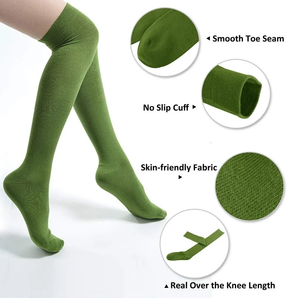 MEIKAN Thigh High Socks for Women, Fashion Cotton Cosplay Over Knee High Socks 3 Packs
