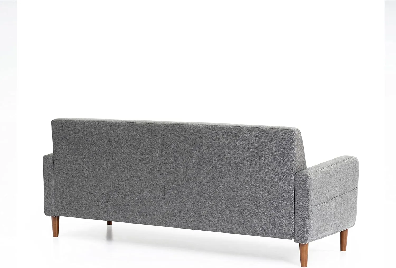 Mellow Adair Mid-Century Modern Sofa Couch with Armrest Pockets, Tufted Linen Fabric, Dark Heather Grey