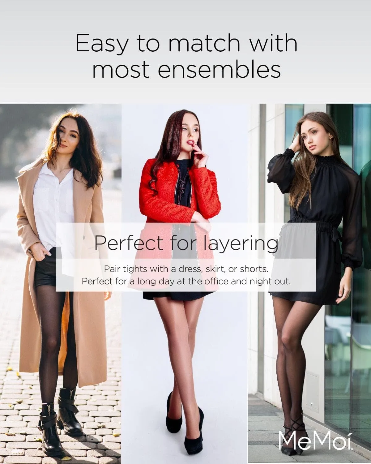 MeMoi Velveteen Semi Opaque Tights, Comfortable and Lightweight Control Top Tights, 30 Denier - Sizes S-Q2
