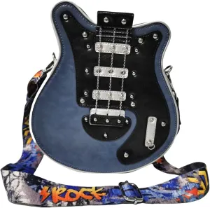 Men and Women Guitar Shaped Crossbody Shoulder Bag PU Leather Unique Novelty Guitar Purse