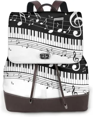 MENRIAOV Womens Leather Backpack Piano Keys Musical Notes Multi-Functional Daypack Shoulder Bag Shopping Trip