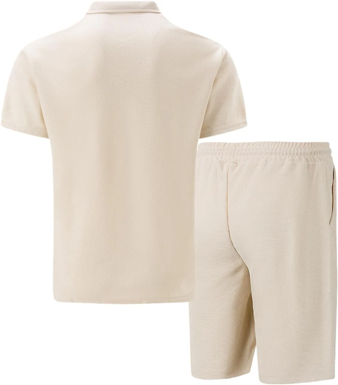 Mens 2 Piece Outfits Casual Tracksuit Polos Shirts and Shorts Golf Sportwear Men Stylish Textured Summer Workout Sets