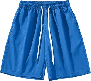 Men's Athletic Shorts Summer Lounge Drawstring Vacation Beach Pants Fashion Loose Elastic Waist Pants with Pockets