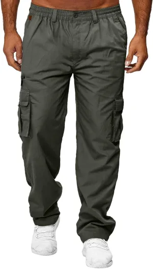 Men's Cargo Tactical Pants Hat Multi Woven Pocket Foot Rope Solid Pants Street Cargo Tie Cargo Pockets Casual