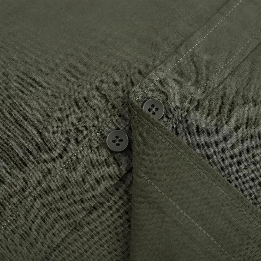 Mens Casual Long Sleeve Cotton Linen Shirts Buttons Down Solid Plain Roll-Up Sleeve Summer Beach Shirts
