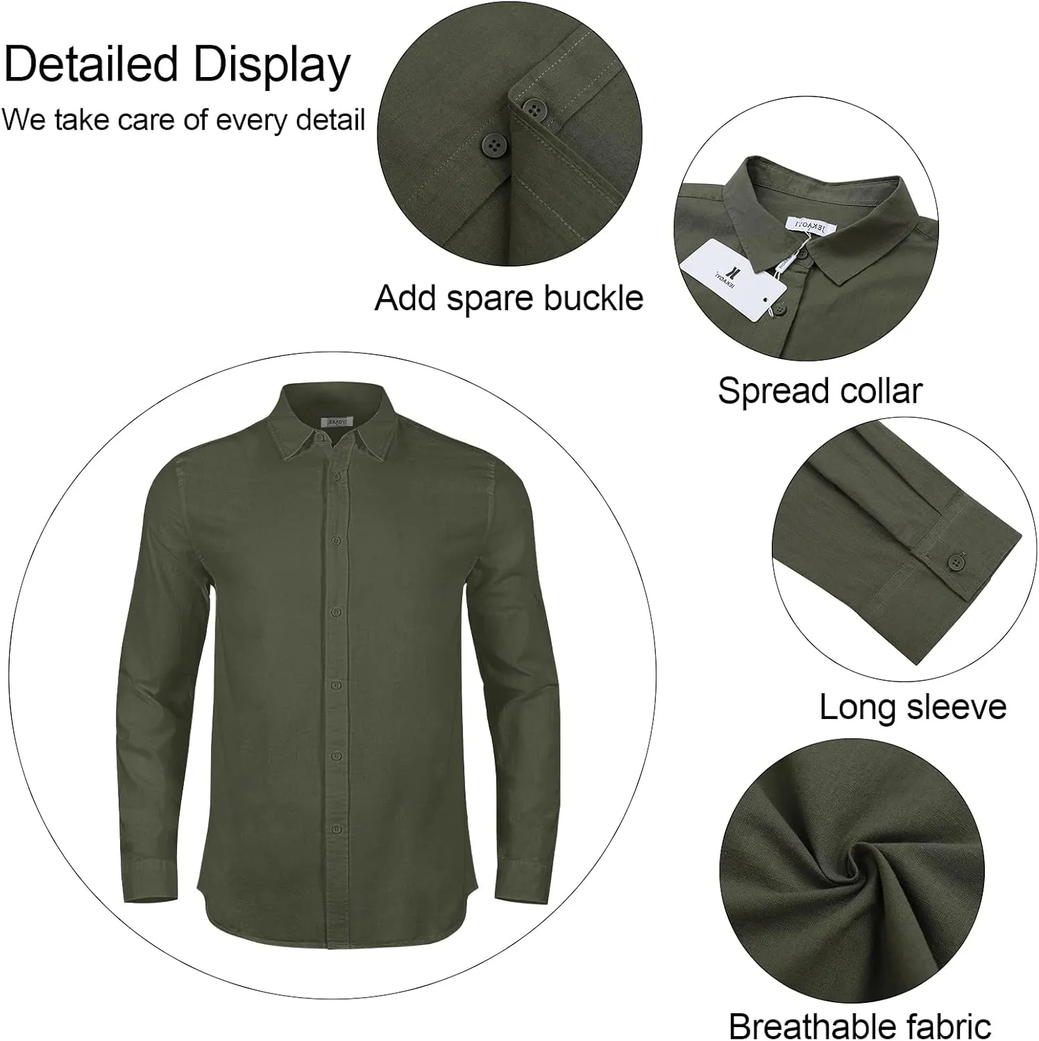 Mens Casual Long Sleeve Cotton Linen Shirts Buttons Down Solid Plain Roll-Up Sleeve Summer Beach Shirts