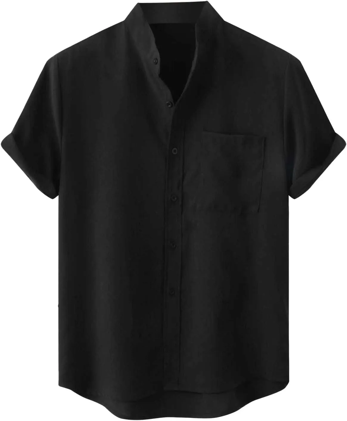 Mens Collared Button Up Summer Shirts Lightweight Simple Solid Color Tops Short Sleeve Casual T Shirt