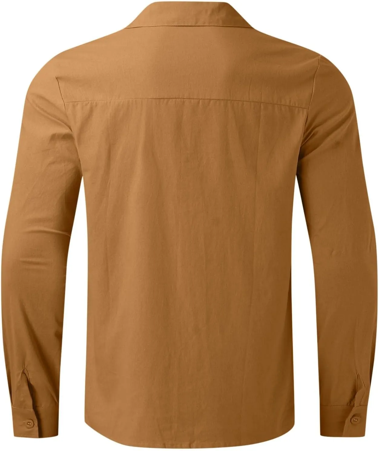 Mens Cotton Linen Shirts Long Sleeve Casual Shirt Summer Buttons Down Solid Plain Roll Up Sleeve Summer Beach