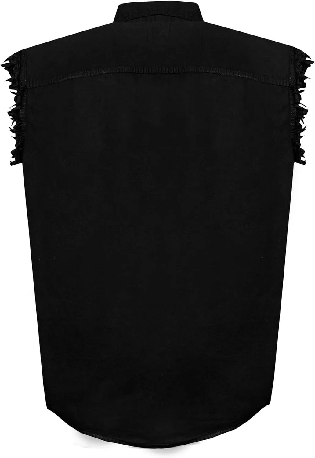 Mens Cotton Stonewash Button Sleeveless Cut Off Shirt Frayed Sleeves 8 Colors