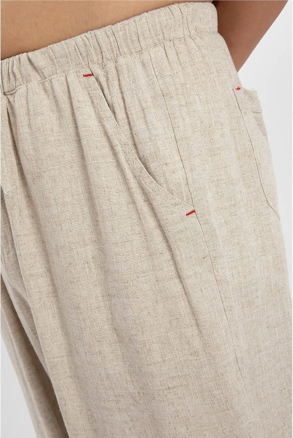 Men's Drawstring Loose Linen Beach Pants Lightweight Elastic Waist Yoga Lounge Cotton Trousers Pajamas