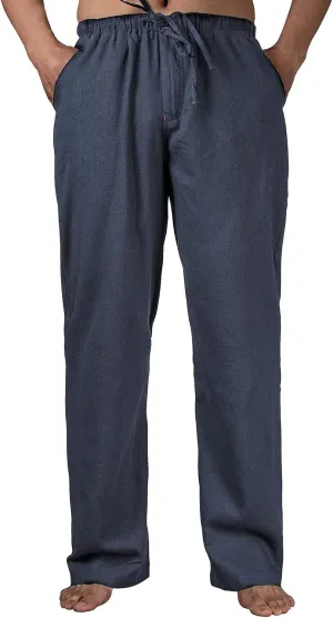 Men's Drawstring Loose Linen Beach Pants Lightweight Elastic Waist Yoga Lounge Cotton Trousers Pajamas
