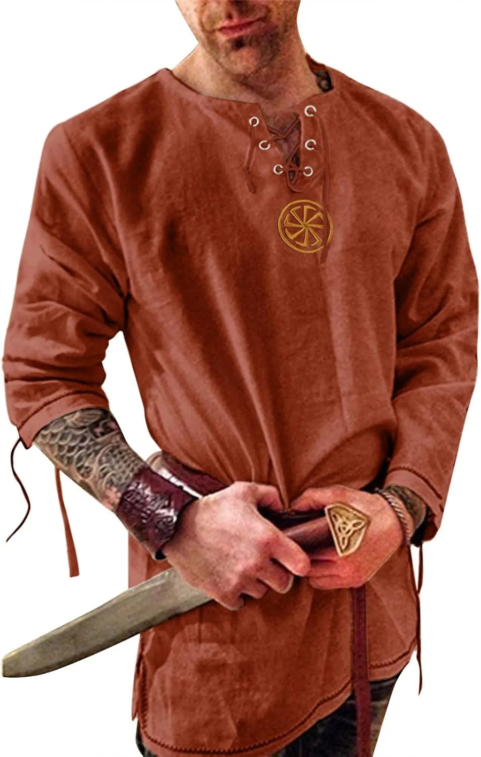 Men's Fashion Cotton Linen Shirt Long Sleeve Solid Color Ethnic Beach Yoga Top