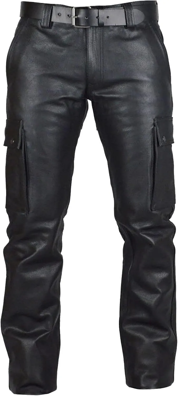 Mens Faux Leather Pants Slim Fit Skinny Stretch Leather Hip Hop Goth Pants Gothic Steampunk Trousers for Men Fall Winter
