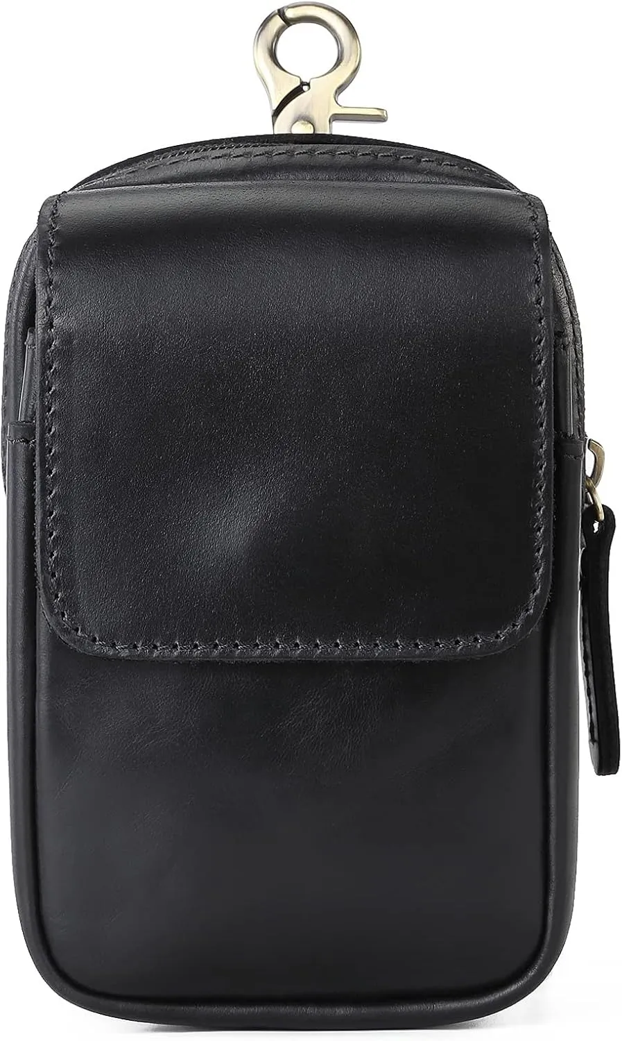 Mens Genuine Leather Belt Bag, Travel Passport Wallet Cell Phone Shoulder Holster Small Messenger Bag Waist Pack