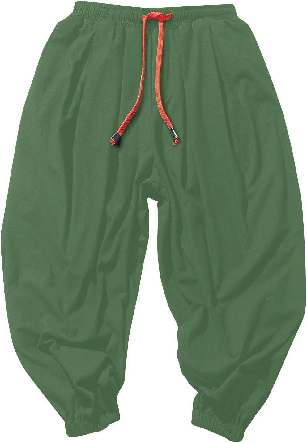 Mens Hippie Harem Pants Casual Elastic Drawstring Tapered Pants Solid Color Baggy Yoga Drop Crotch Trouser