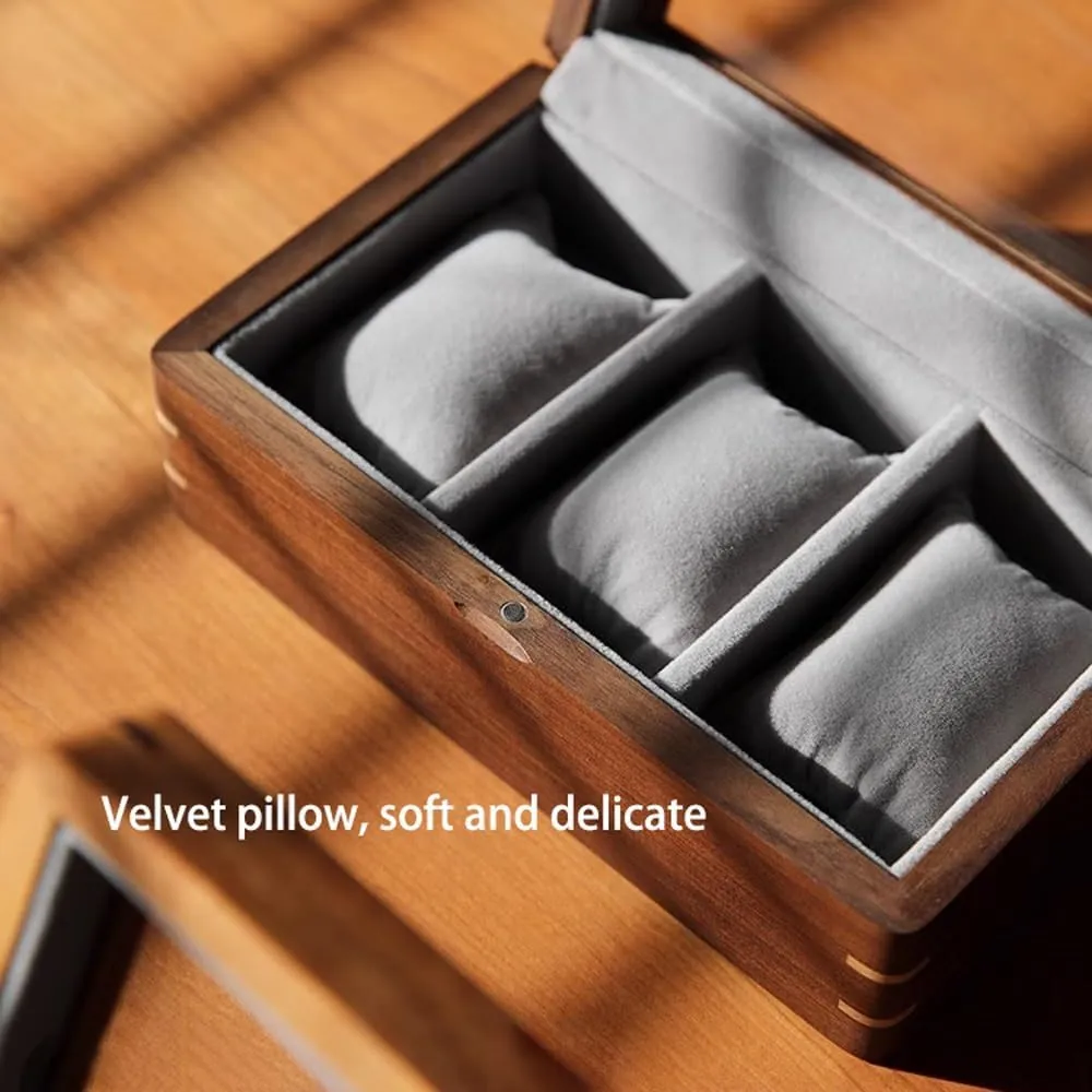Mens Jewellery Box Watch Box, Men's Watch Display Collection Box, for Loved Ones, Fathers, Grandfathers, Watch Box for Storage and Display with Glass Top(Black Walnut Wood) Watch Gift