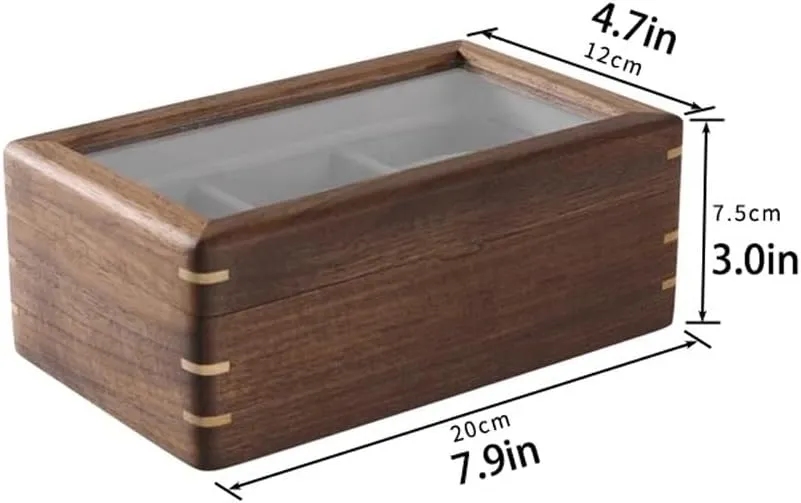 Mens Jewellery Box Watch Box, Men's Watch Display Collection Box, for Loved Ones, Fathers, Grandfathers, Watch Box for Storage and Display with Glass Top(Black Walnut Wood) Watch Gift