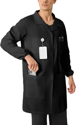 Men's Lab Coats Snap Closure 4 Pockets Elastic Cuffs Professional Medicas Long Sleeve Labcoats Scientist College