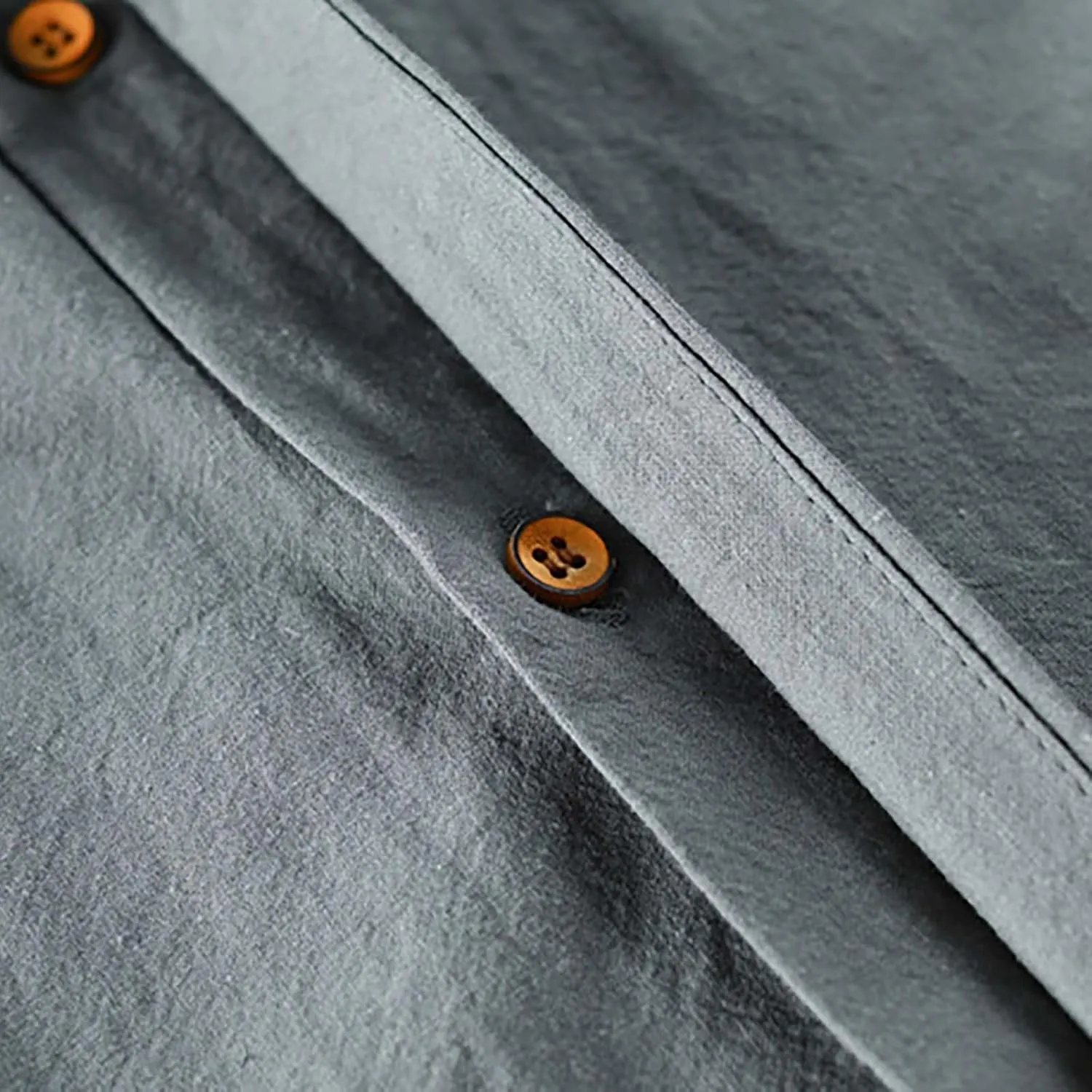 Men's Long Sleeved Shirt Casual Linen Retro Chinese Slim Stand Up Collar Slim Shirt Jacket Button Down Collar