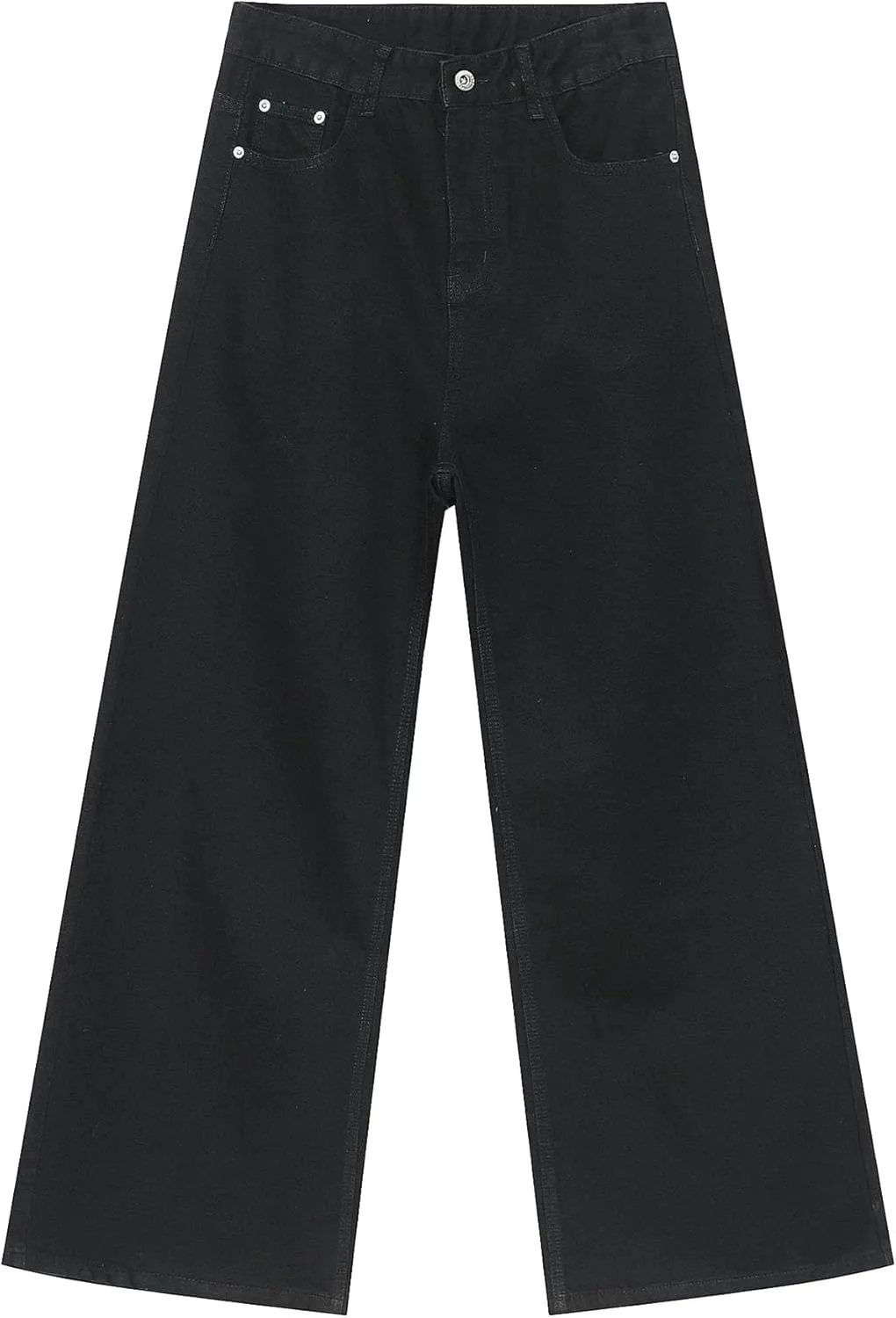 Men's Loose Hip Hop Jeans Straight Retro Relaxed Fit Denim Pants Classic Vintage Plain Washed Baggy Jean