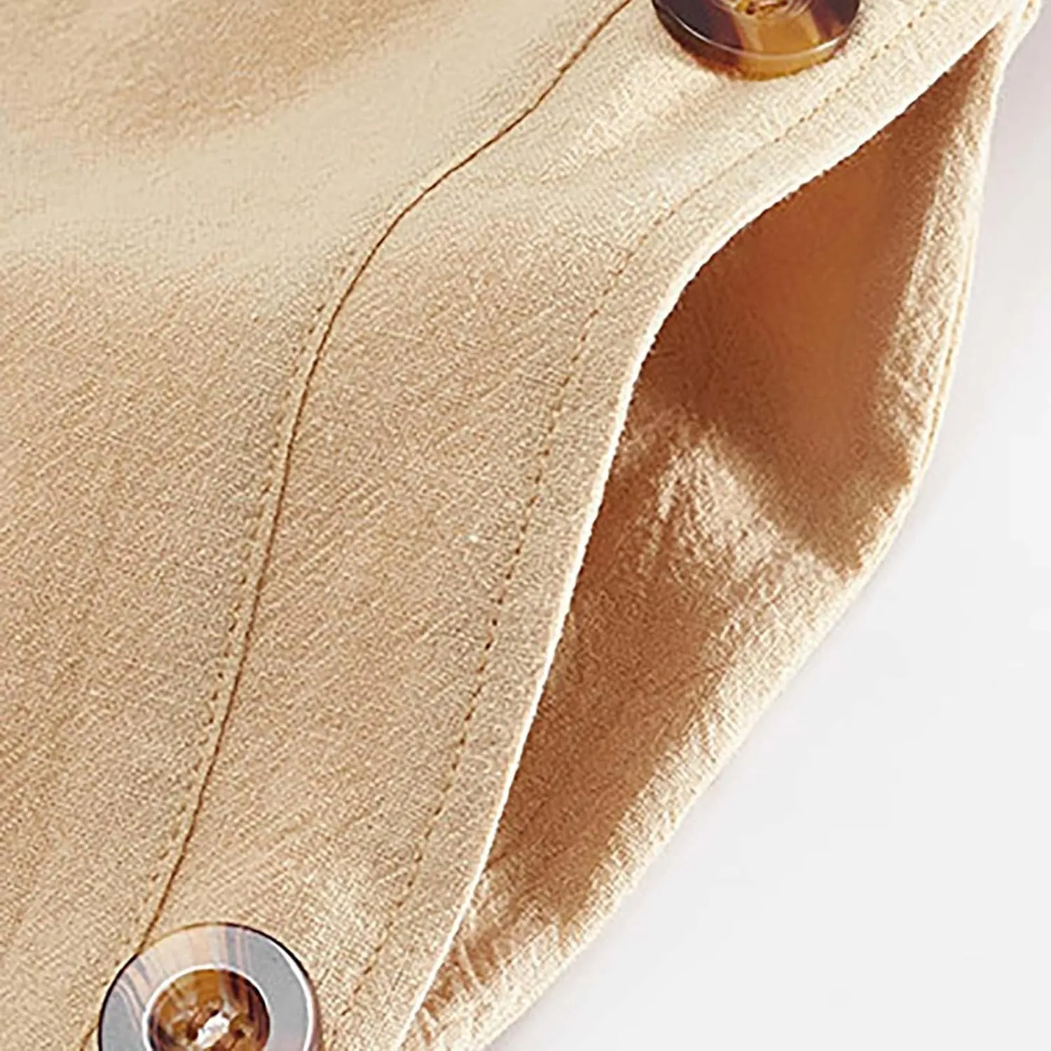 Mens Loose Side Button Pants Casual Straight Leg Elastic HIgh Waist Linen Trousers Breathable Summer Beach Yoga Pants