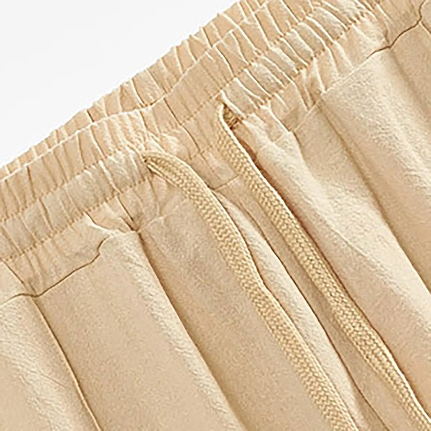 Mens Loose Side Button Pants Casual Straight Leg Elastic HIgh Waist Linen Trousers Breathable Summer Beach Yoga Pants