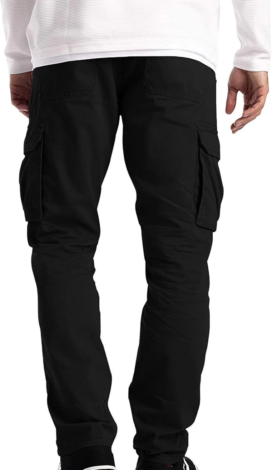 Mens Outdoor Hiking Cargo Pants Cotton Simple Solid Color Leisure High Street Elastic Men Athletic Joggers