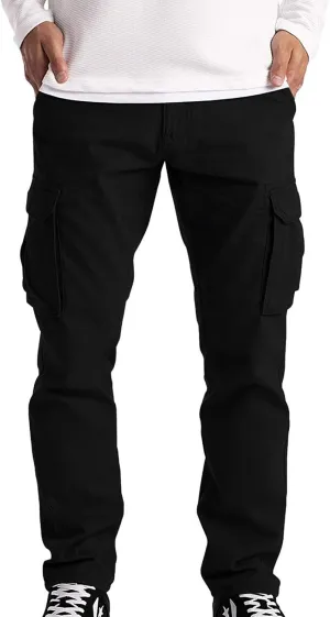 Mens Outdoor Hiking Cargo Pants Cotton Simple Solid Color Leisure High Street Elastic Men Athletic Joggers