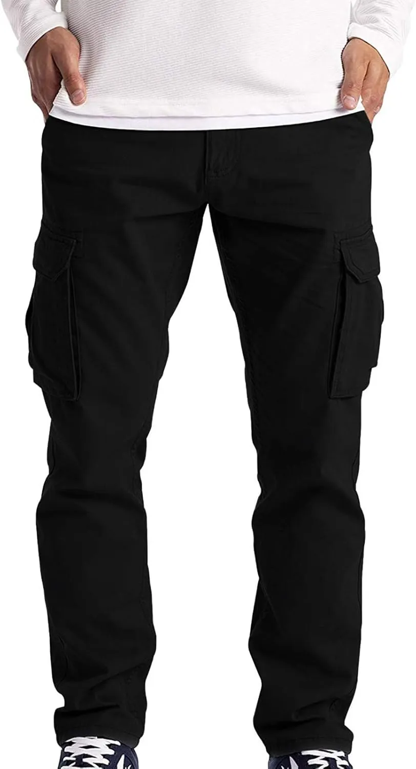 Mens Outdoor Hiking Cargo Pants Cotton Simple Solid Color Leisure High Street Elastic Men Athletic Joggers