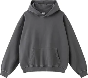 Mens Oversized Cotton Heavyweight Vintage Washed Hoodie Couples Streetwear
