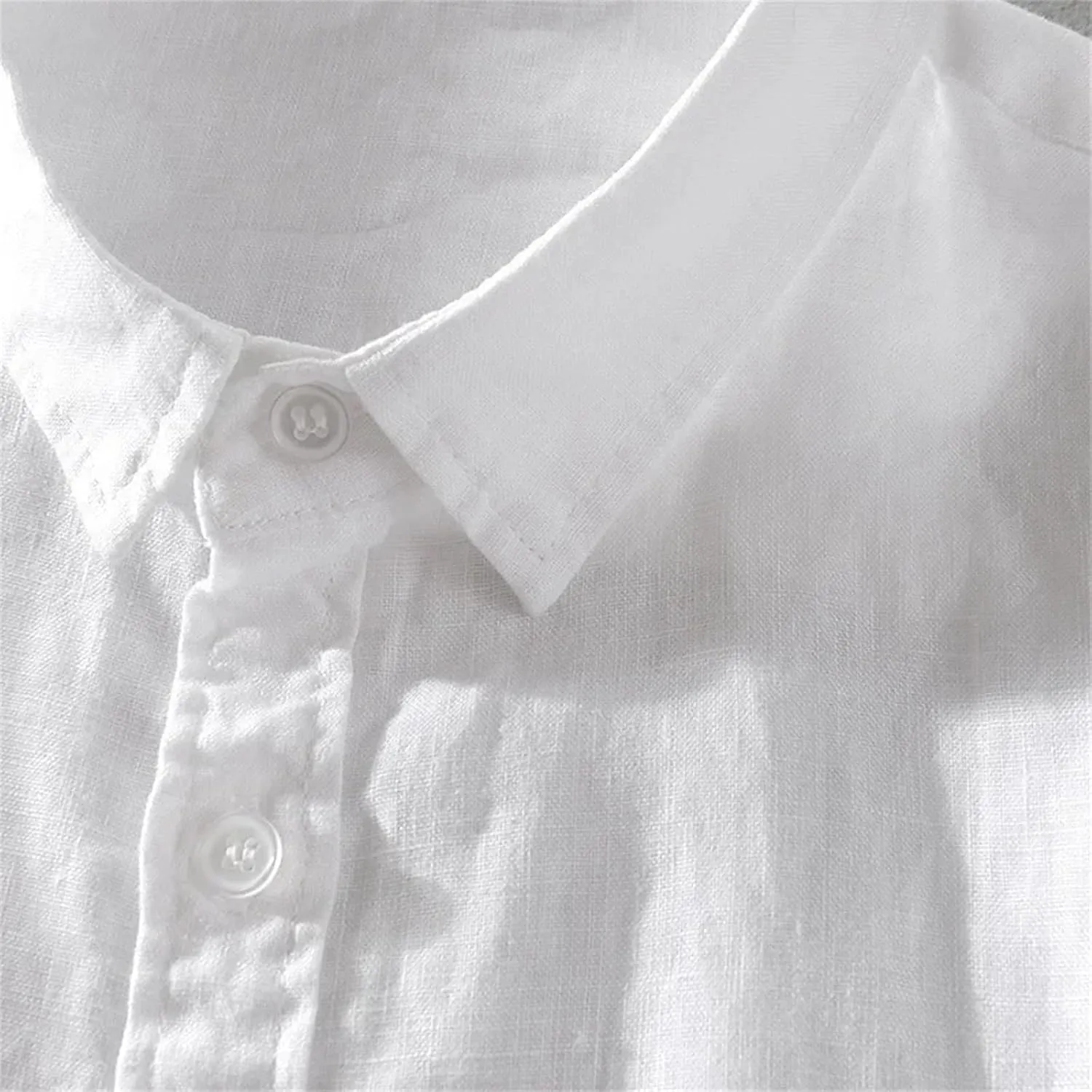 Men’s Pure Linen Short Sleeve Shirt for Men Casual Half Sleeve Cotton Linen Fabric White Color Men's Wear Top