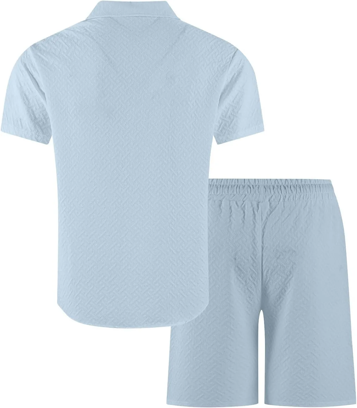 Men's Short Sets Outfits 2 Piece Summer Tracksuit Men Stylish Textured Holiday Suits Button down Shirts and Shorts