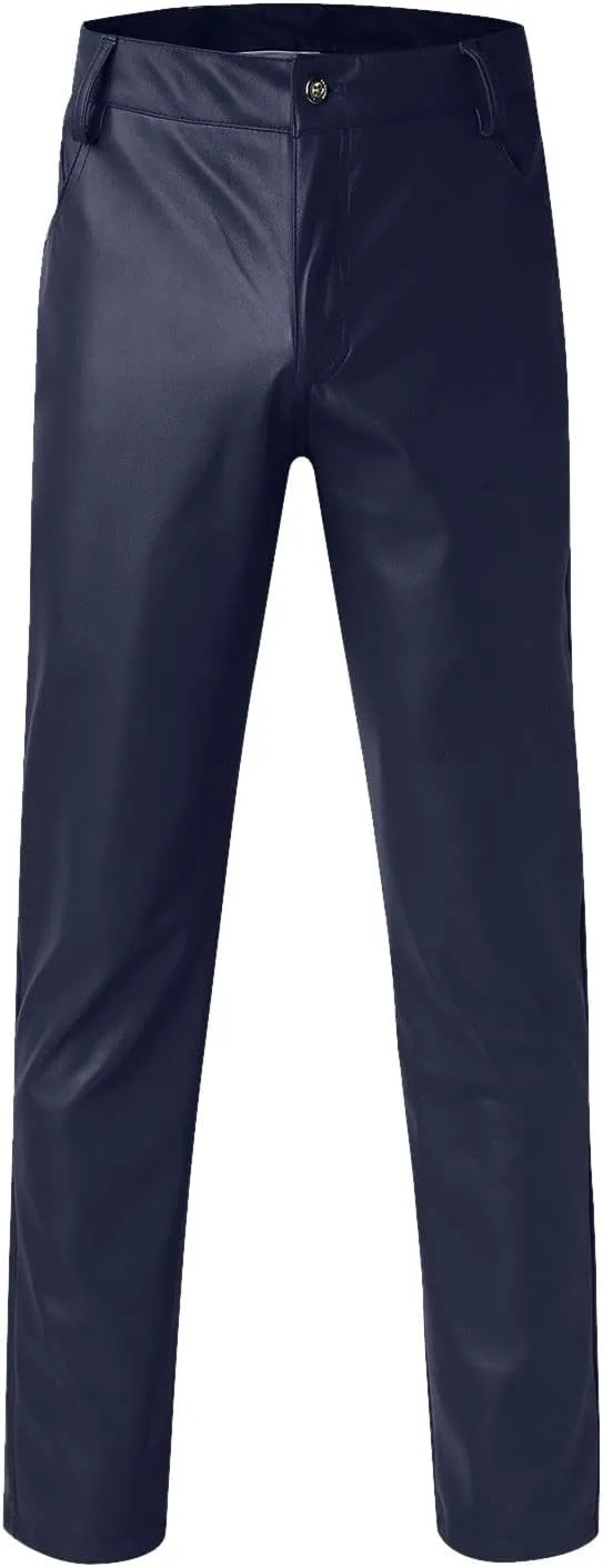 Mens Slim Fitting Leather Pants Leggings Tight Elastic Trend Motorcycle Leather Pants Moccasins