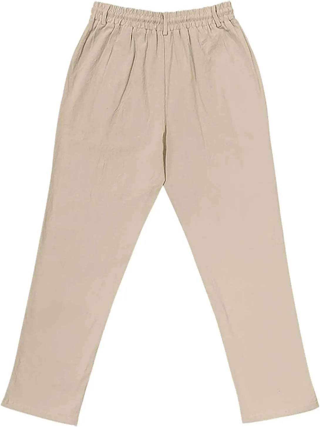Mens Summer Beach Linen Pants Drawstring Elastic Waist Button Down Casual Trousers Lightweight Loose Fit Yoga Pants