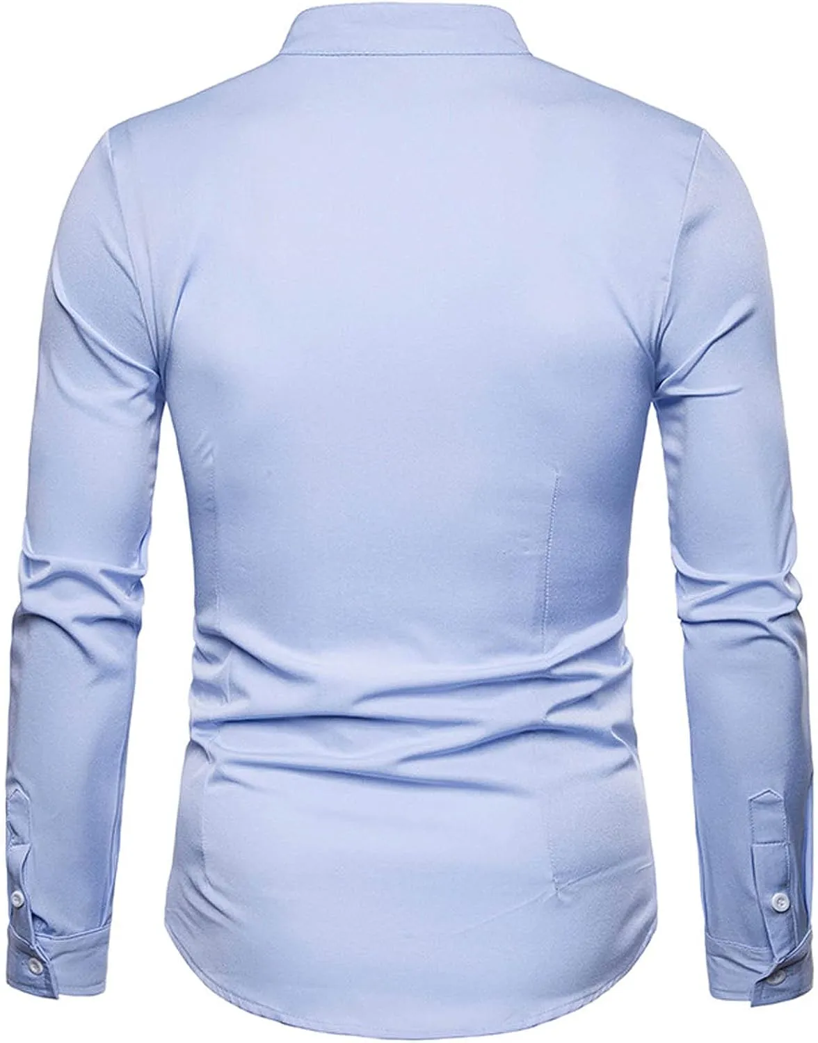 Mens T Shirts Casual Floral Embroidery Long Sleeve Dress Shirt Slim Fit Solid Button Up Tees Shirt Trendy Clothes