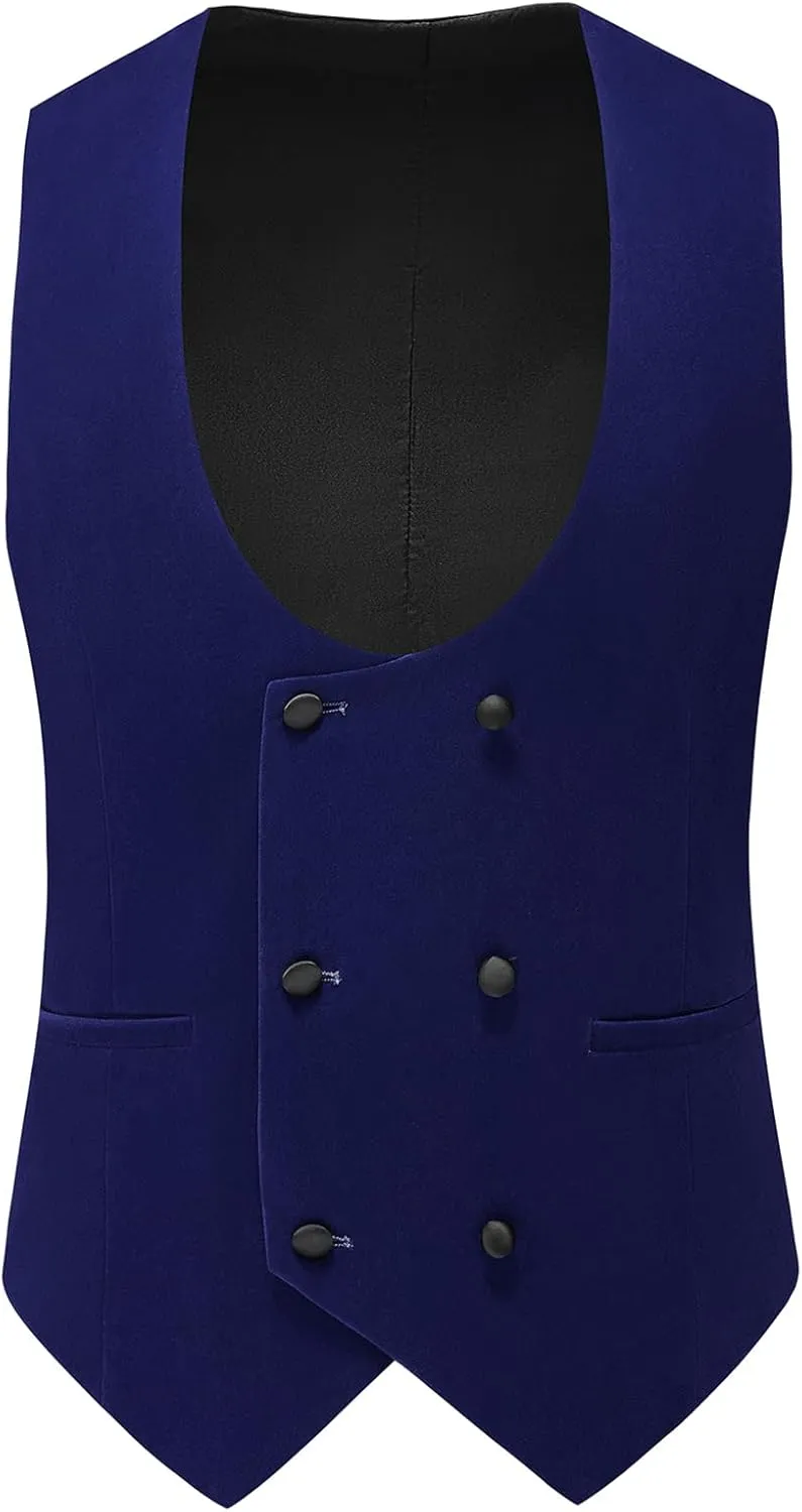 Mens Velvet 3 Piece Suits Slim Fit Peaked Lapel One Button Tuxedo Dinner Jacket Vest Pants Suit Set