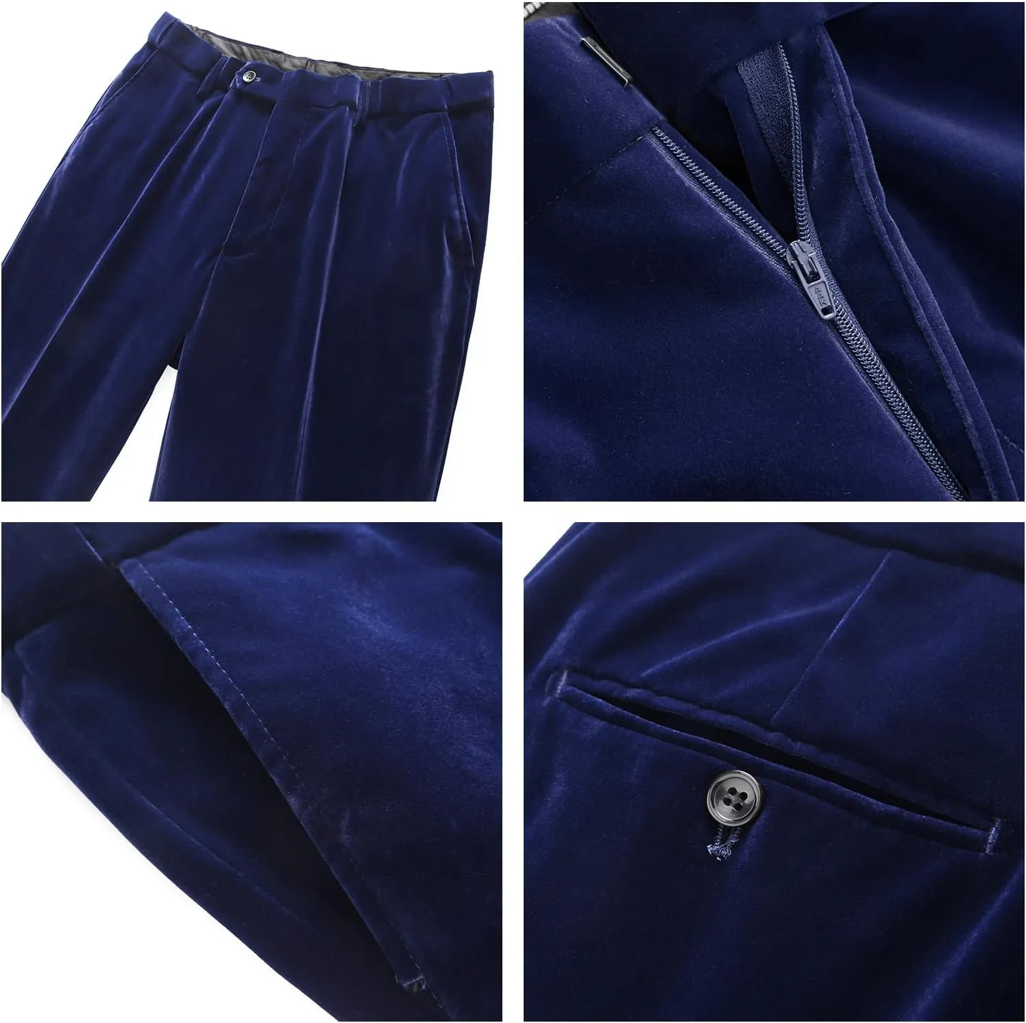 Mens Velvet 3 Piece Suits Slim Fit Peaked Lapel One Button Tuxedo Dinner Jacket Vest Pants Suit Set