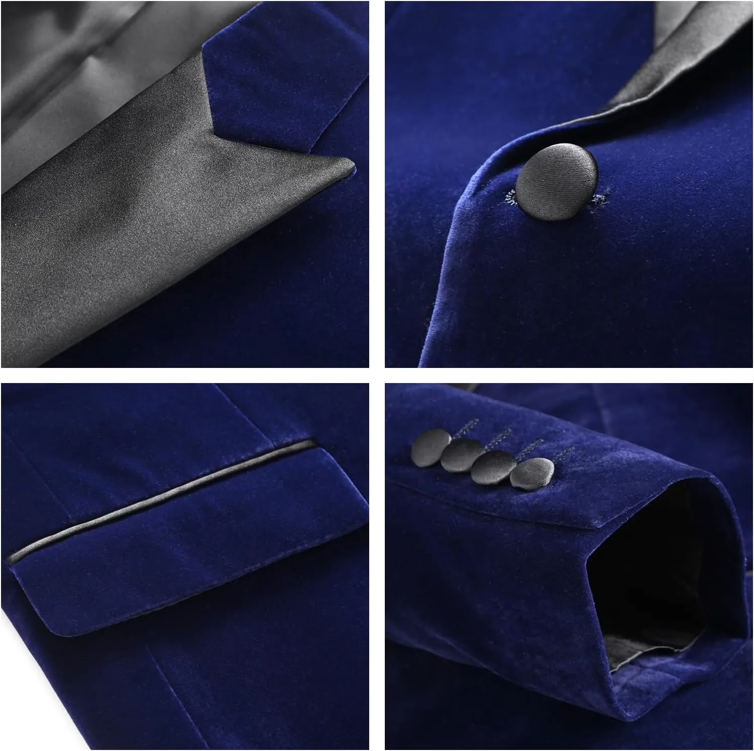 Mens Velvet 3 Piece Suits Slim Fit Peaked Lapel One Button Tuxedo Dinner Jacket Vest Pants Suit Set