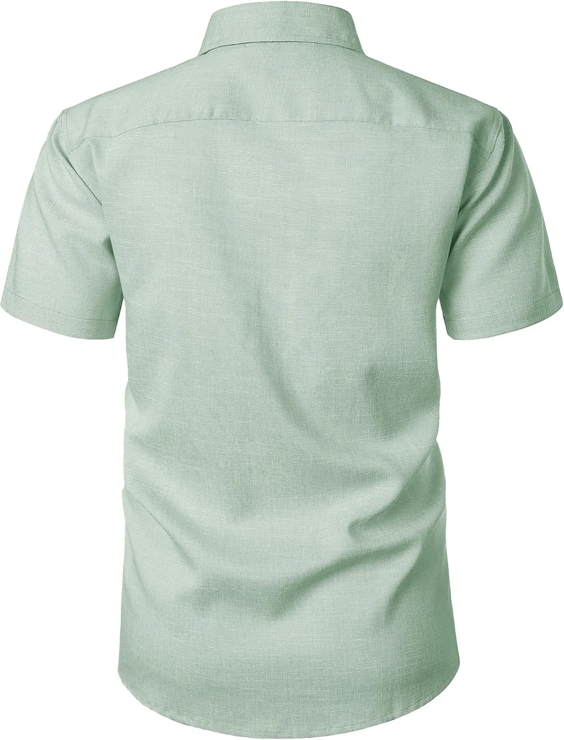 Mens Wrinkle Free Short Sleeve Button Down Shirt Linen-Like Texture Shirts Casual Vacation Beach Summer Top